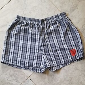 Plaid Gray Boxer Shorts With San Francisco Giants Logo